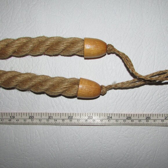 Large Rope and Wood Curtain Tie Backs - Picture 8 of 10